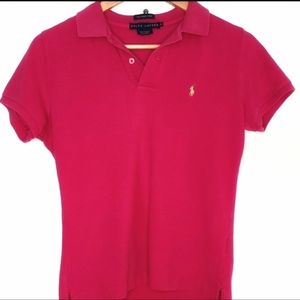 Women's Ralph Lauren Fuscia Short Sleeve Polo Shirt (Size: Skinny Fit M)